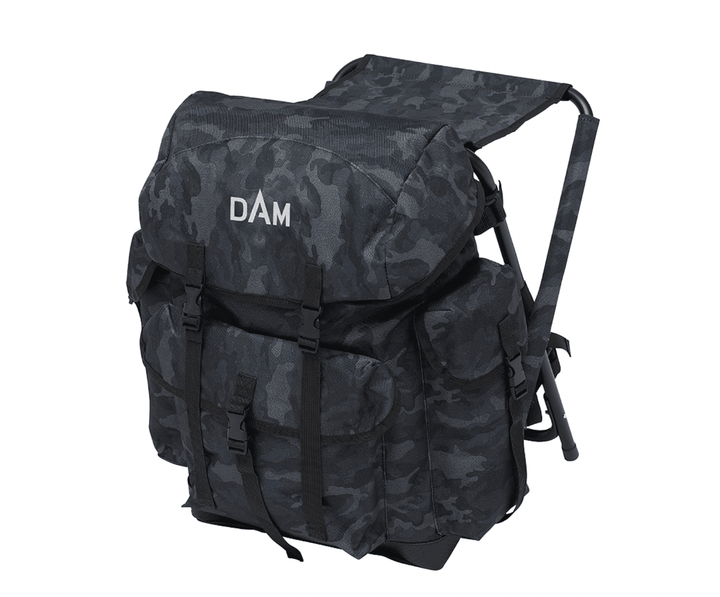 Stolsekk | Fiskesekk Camo Svart | 34x34x46cm - Flue.no - Ryggsekker